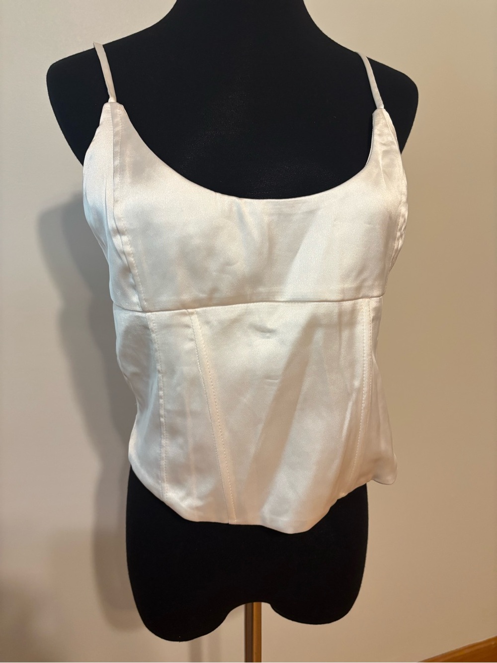 Bershka White Satin Scoop Neck Camisole